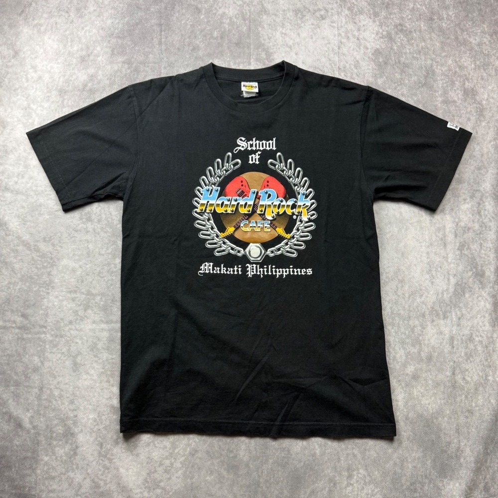 Hard Rock Cafe Makati Philippines School of Hard Rock Black Graphic T-Shirt L